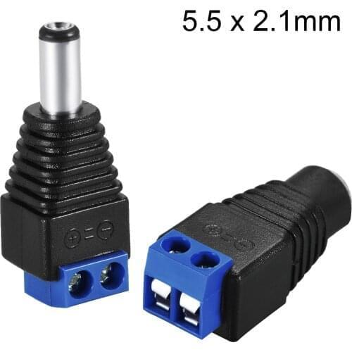 Uxcell 6Pair 5.5x2.1mm DC Power Jack Plug Adapter Connector for LED Strip CCTV Camera Cable Wire Ends,Blue