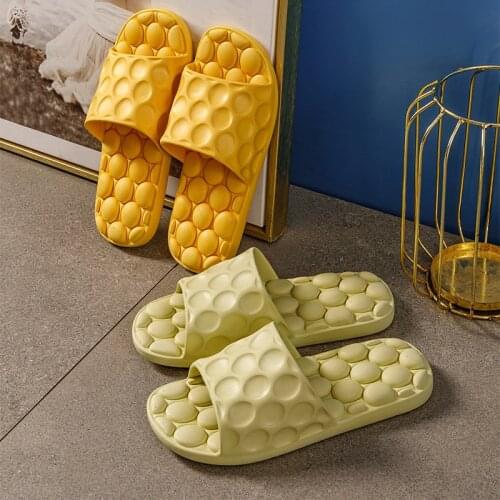 Women Slippers New Summer Bathroom Slippers Bathing Couple Solid Color Breathable Pebbles Massage Waterproof Non-slip Sandals