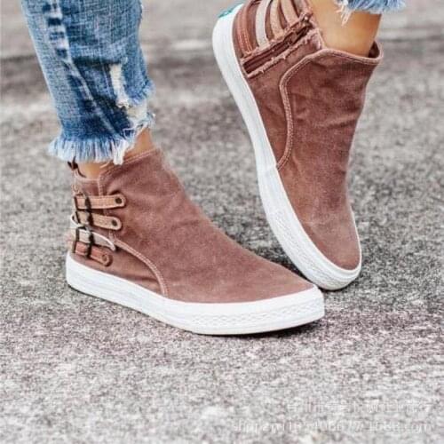 Women Ankle Boots Chaussure Gladiator Flats Denim Jean Booties Plus Size Autumn Warm Flat Shoes Woman Zapatos Mujer Sapato