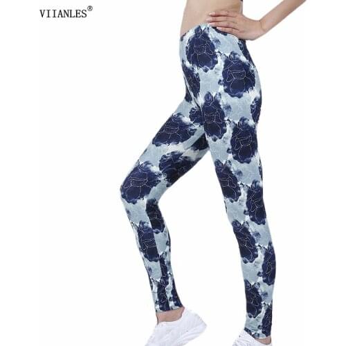 VIIANLES Summer Style Hot Leggings For Womens Printing Elasticity Pants Drop Ship Stretch Jeggings Sexy Fitness Push Up Gym