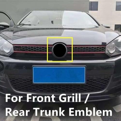2pcs 135mm 110mm Front Grill Badge Rear Trunk Lid Emblem Car Logo accessories fit for Golf 6 MK6 2009 2010 2011 2012 Gloss Black