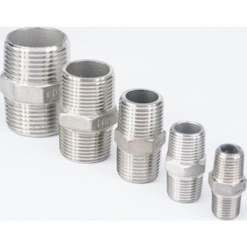 1/4" 3/8" 1/2" 3/4" 1" 1-1/4" 1-1/2" 2" BSP Male Hex Nipple 304 Stainless Steel Pipe Fitting Connector Coupler