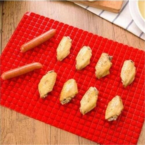 1PC BBQ Mat Silicone BBQ Pyramid Pan Fat Reducing Slip Oven Baking Grill Oil Filter Pad Sheet Cooking non-stick Mat ELM 005