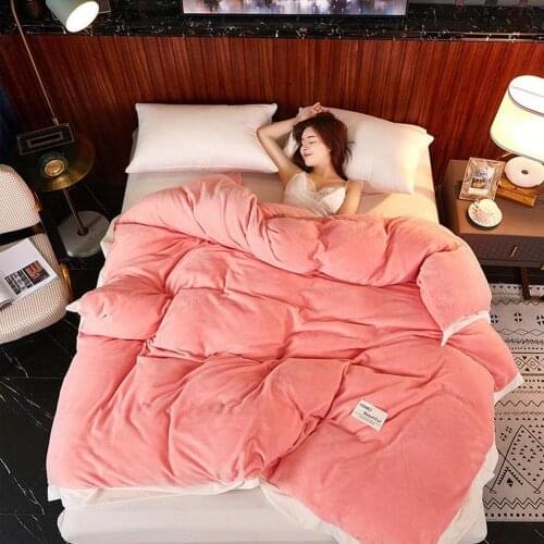 1Pc Soft Duvet Cover Solid Crystal Velvet Quilt Cover Advanced Home Bed Soft Thickening Warm Duvet Bedding Cover