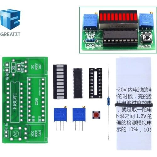 LM3914 10 Segment 3.7V Lithium 12V Battery Capacity Indicator Module Power Level Tester LED Display Electronic DIY Kits