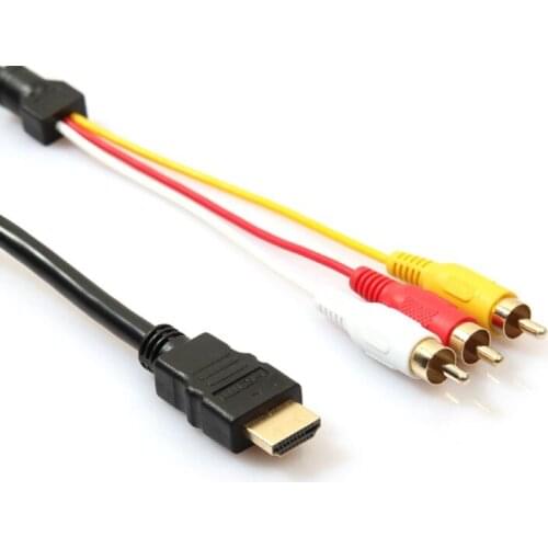 1000pcs 1.5M/6FT 1080P HDMI to 3 RCA Cable HDMI to AV Male Adapter Audio Video Cable for DVD hdmi to 3RCA