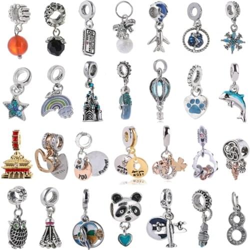 2Pcs/Lot High Qualtiy Alloy Silver Plated Round Ball Charm Pendants Fit Fashion Brand Bracelets For Women Jewelry Gift Making
