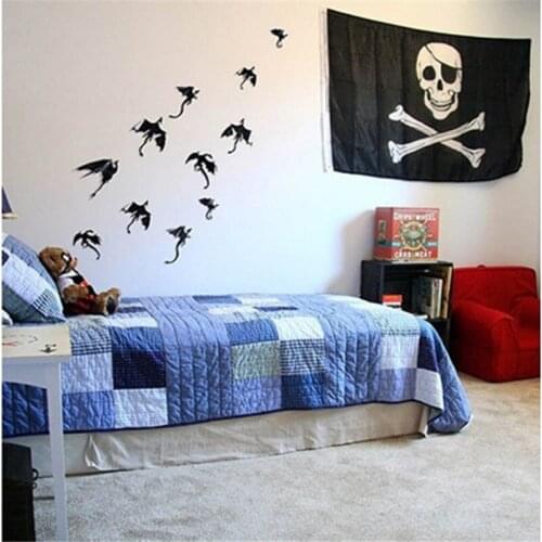 7pcs/set 3D Fantasy Halloween Fun Wall Sticker for kids rooms Decor Dinosaurs Boys gift 3D Dragon Wall Art Dragon Silhouettes