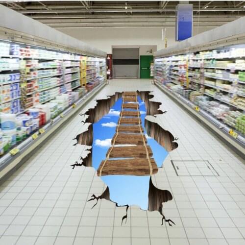 Free shipping 3D outdoor floor stickers layered design self-adhesive home decoration floor living room balcony wallpaper mural