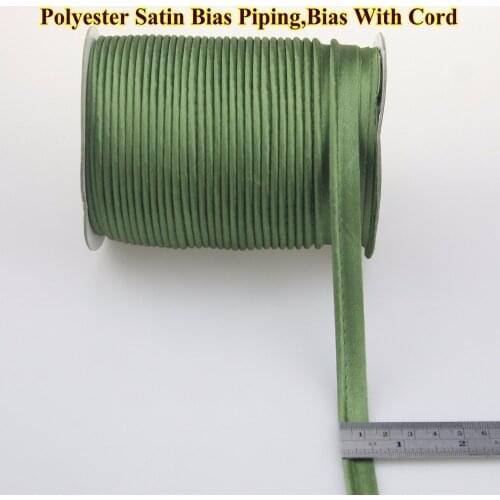 Free Shipping-Polyester satin Bias cord tape, Piping tape, satin bias Tape with cord, size: 12mm,1/2" 72yds,DIy Dark green/olive