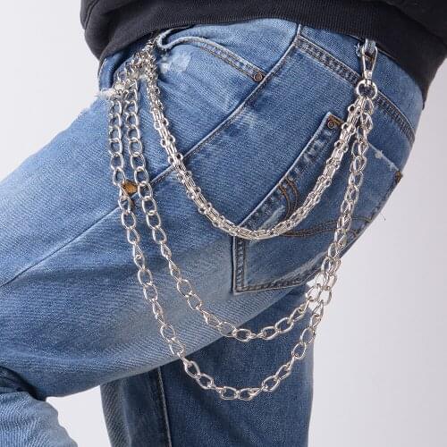 4 Colors Punk Rock Hip Hop Unisex Mens Dancer Biker Jewelry Metal Trousers Pants Keychain Key Chains Wallet Belt Accessories