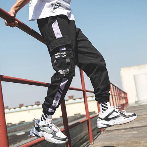 Loose Fit Elastic Waist Cargo Pants Street Ankle Banded Pants Large Pockets Casual Pants Fashion Cargo Pants