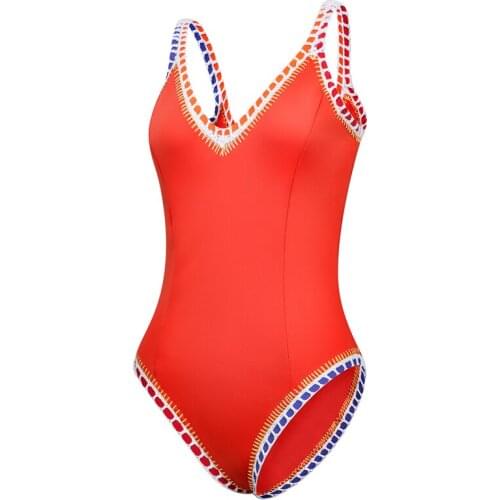 One Piece Swimsuit New Sports Sexy Swimwear Women Shoulder Strap Scoop Back Maillot