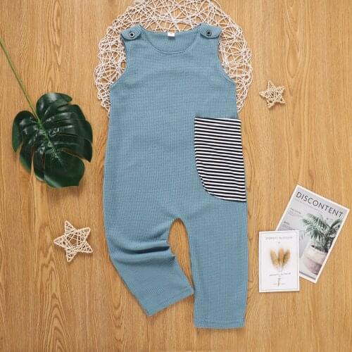 Toddler Baby Boys Girls Summer Romper Infant Cotton Stripes Cotton Stitching Sleeveless Siamese Jumpsuit Children Outwear