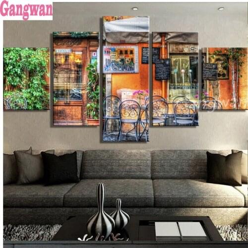 DIY diamond embroidery Vintage Bar landscape full square round diamond painting cross stitch kits 5D mosaic 5 pcs home decor art