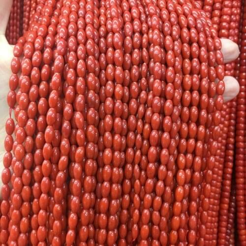 Elliptical shape Natural Stone coral beads isolation beads DIY for bracelet necklace semi-finished loose beads Beaded accessorie