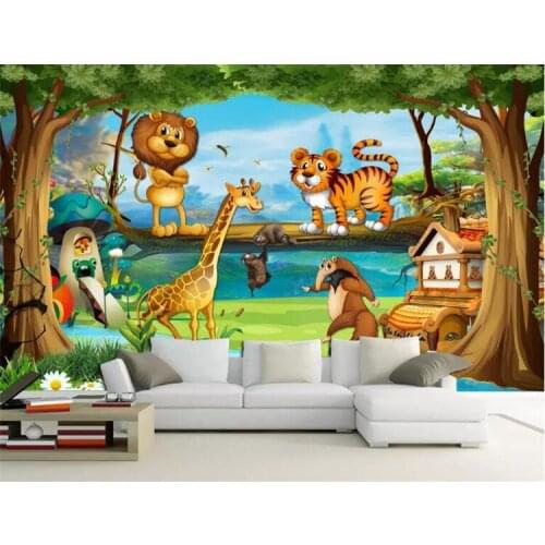 Custom Mural Childrens Room Bedroom Beautiful Cartoon Forest Background Picture Wall Decor Kid Wallpaper Volume Wall Painting