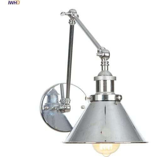 IWHD Adjustable Loft Style Vintage Wall Lamps Living Room Long Arm Wall Light Fixtures LED Edison Wandlamp Apliques Pared