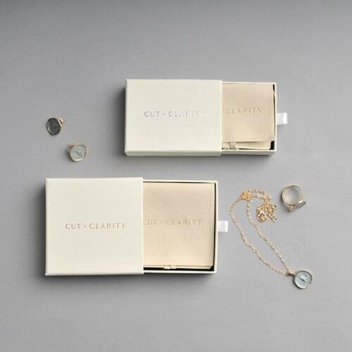 100pcs personalized debossed gold silver logo chic small jewerly drawer cardboard box Custom earrings necklace jewelry boxes
