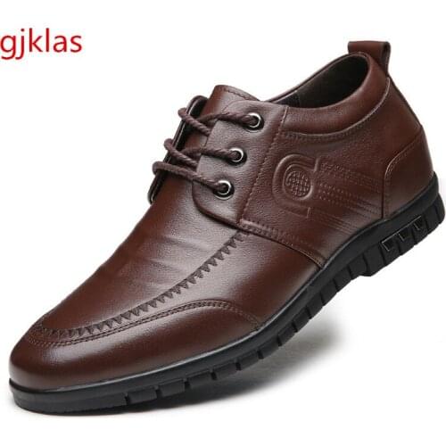 Dress Mens Shoes Genuine Leather Elevator Shoes for Men Original Black Brown Shoe Leather Casual Man Shoes High Quality Comfort