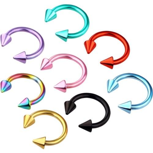 1PC 8*3mm Stainless Steel Nose Rings Piercing Rock Style Horseshoe Spike Septum Piercing Nipple Nose Eyebrow Rings Body Jewelry