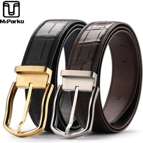 McParko mens belts luxury Genuine crocodile leather belt male black waist strap men belts leather custom make name lettering New