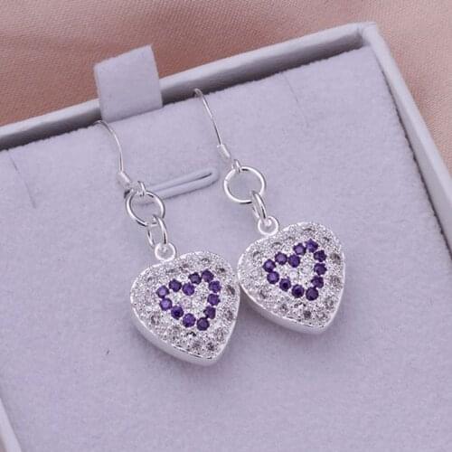 Fashion jewelry Earring For Women, Plated Earrings Inlay Earrings - Purple /YCNQOPWB EPDWOBOO silver color