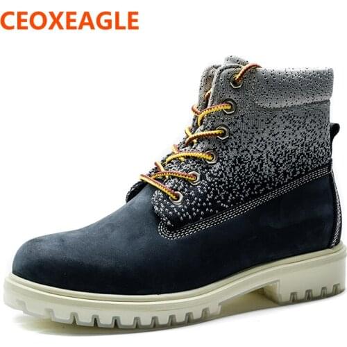 2018 High Top Quality Fashion Genuine Leather Men Spring/Autumn Waterproof Ankle Outdoor Working Boots Lace Up Male Shoes Hombre