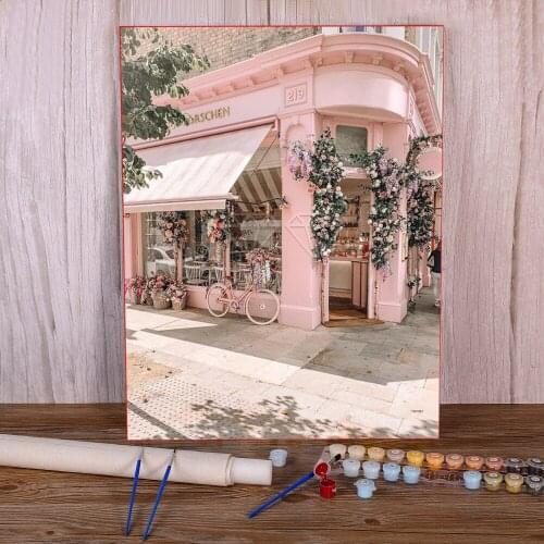 Landscape Flower Car Eiffel Tower DIY Paint By Numbers Kit Acrylic Paints 40*50 Canvas Pictures Decorative Handiwork