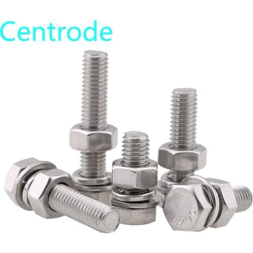304 stainless steel hexagon bolt, screw and nut set large full extension screw m3m4m5 20PCS