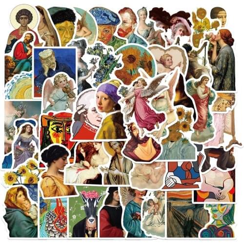 10/30/50PCS Artists Famous Paintings Stickers Laptop Guitar Luggage Fridge Waterproof Graffiti Sticker Decal Kid Classic Toy