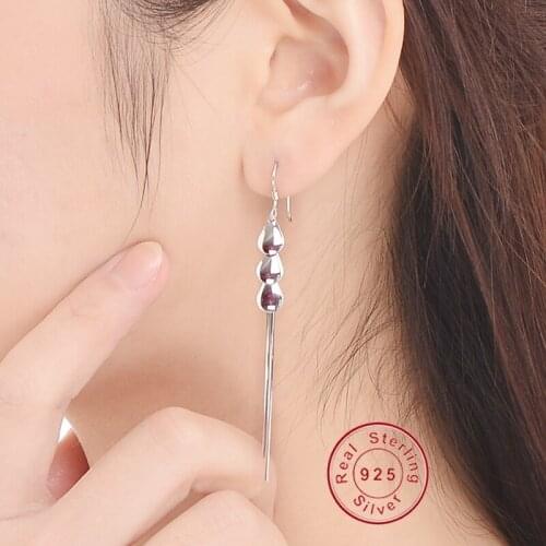 2018 New 925 Sterling Silver Long Earrings Top Quality Leaf Earing for Women Bijouterie Hot Sale Chain Tassels Linear Dangle