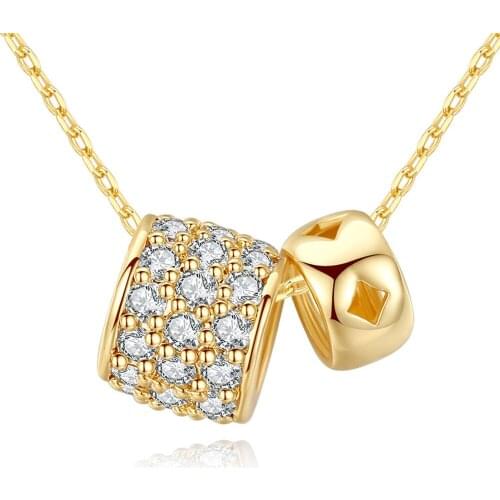 New Trendy Gold Color Double Balls Pendant Necklace With Cubic Zirconia for Women Girl Link Chain Necklace Bijoux Gifts