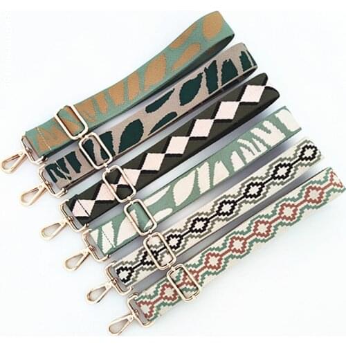 New Style Cotton Webbing Tape Shoulder Strap Green Geometry Irregular Pattern DIY Replace Bag Handle Accessories 3.8CM