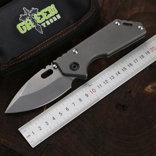 Green thorn 75AR, D2 blade titanium alloy handle gasket system camping outdoor survival fruit knife practical knife EDC tool