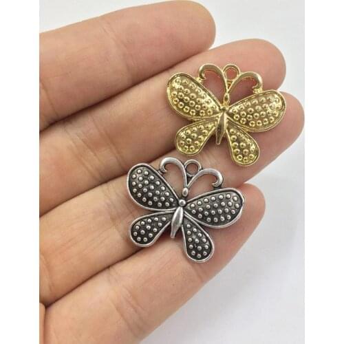 Eruifa 10pcs 25*20mm Nice Butterfly Zinc Alloy necklace,earring bracelet jewelry DIY handmade old and Rhodium silver