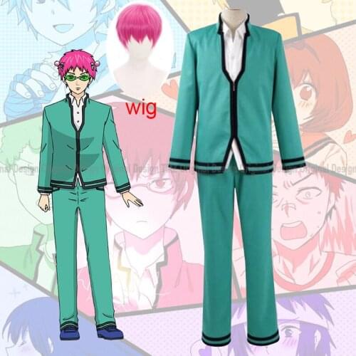 Anime Saiki Kusuo no sai-nan Cosplay Wigs Costumes Saiki Kusuo Uniform Tops Pants Cos Props Halloween