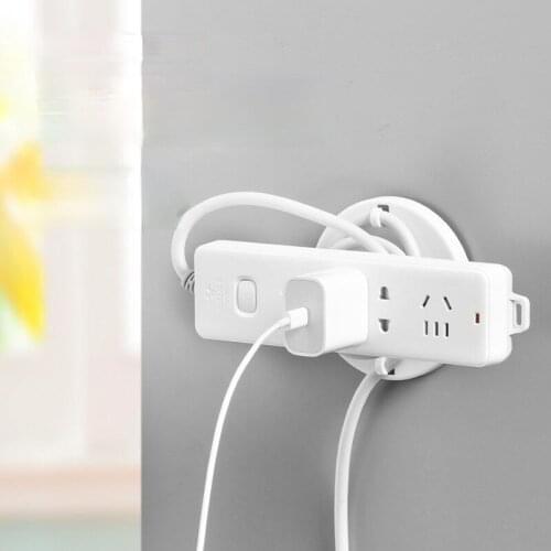 Rotatable Plug Holder Creative Wall Stickers Wall Hanging Storage Seamless Plug Row Free Perforated Power Strip Socket Hanging