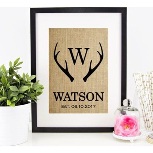 Antler Wall Art Antler Decor Deer Antlers Monogram Personalized Wedding Gifts for Couple Engagement Gift Rustic Decor