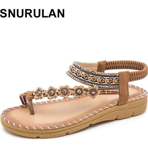 SNURULANWomen Bohemia Sandals Open Toe Anti-slip Comfortable Breathable for Summer Beach