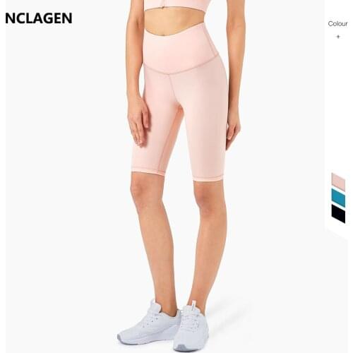 NCLAGEN Sports Short Women High Waist Naked-feel Fabric Biker Running Bermuda Shorts Squat Proof GYM Leggings Fitness Joggers
