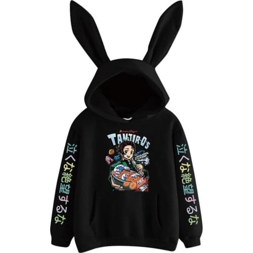Soft girl style Anime Demon Slayer Nezuko Rabbit Hoodies Women blue pink Korea Sweatshirts Japan cute Kawaii