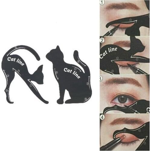 New 2pcs New Cat Line Eye Makeup Eyeliner Stencils Templates Makeup Tools Kits For Eye stencil