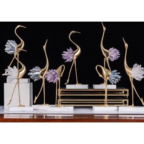 Three Colors Modern Creativity Crystal Swan Copper Ornaments Home Decor Living Room Window Shop Personality Accessories Gift