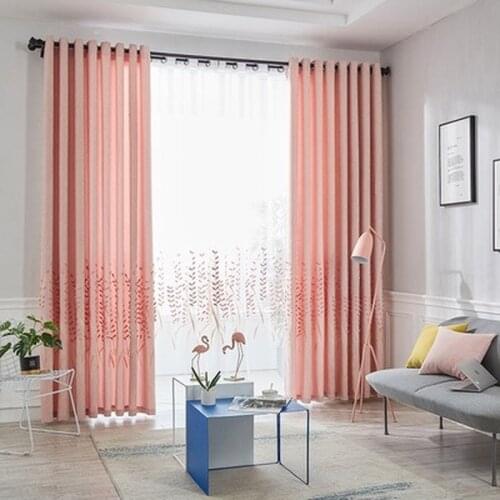 Nordic Curtains for Living Dining RoomBedroom IdyllicChenille Fabric Embroidery Mint Green Curtain Finished ProductCustomization