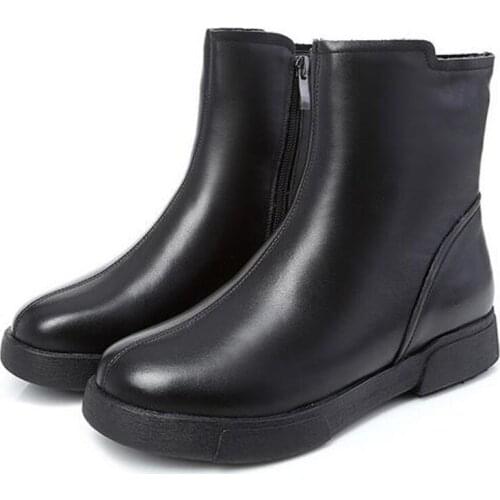 2021 New Full Genuine Leather Full Wool Boots Winter Warm Shoes Womens Boots Thick Bottom Flat Non-slip Snow Boots Large Size