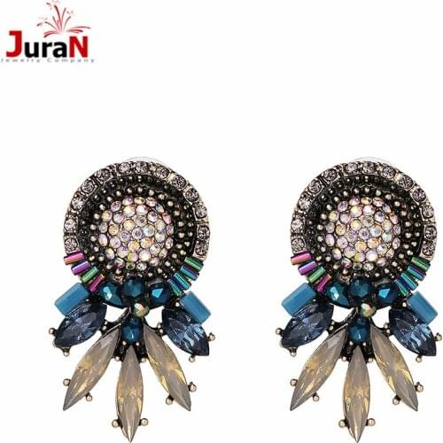 JURAN 2018 New Arrival Satement Fashion Crystal stud Earrings for women Vintage brincos High Quality Jewelry Wholesale D3502