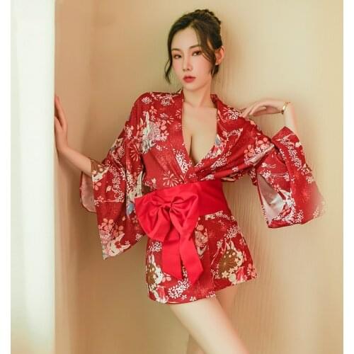 JIMIKO Japanese lingerie sexy kimono uniform bathrobe nightdress woman erotic Outfit maid kimono underwear sexy cosplay costumes