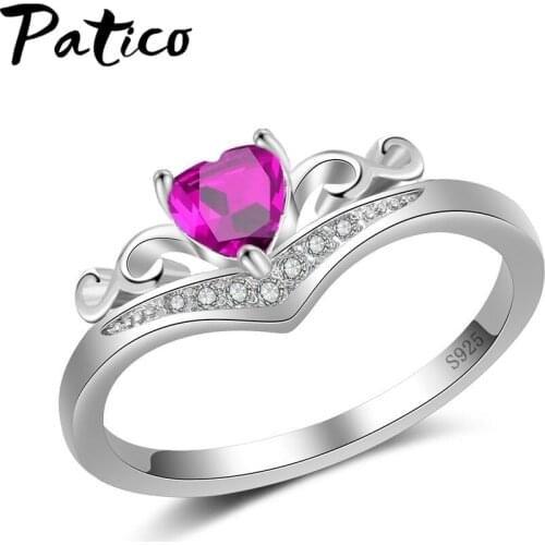 New Arrival Clear Purple Crystal Wedding Rings 925 Sterling Silver Fashion Design Retro Engagement Ring Jewelry For Women