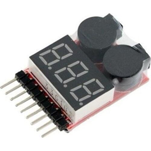 1-8S LED Low Voltage Buzzer Alarm Lipo Voltage Indicator Checker Tester